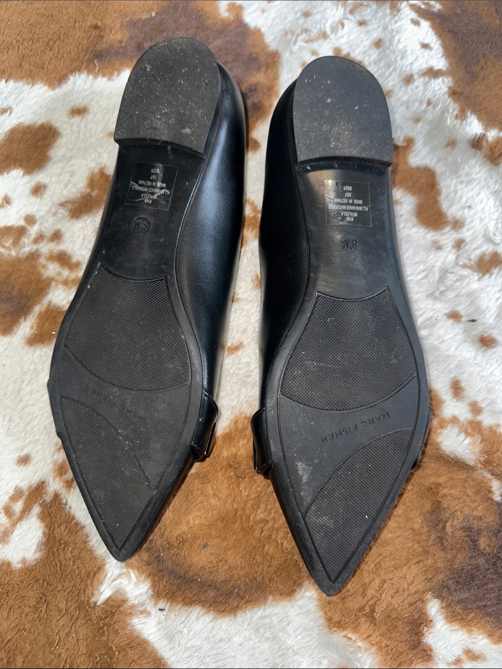 Marc Fisher Black Pointed-Toe Studded Flats - Picture 3 of 3